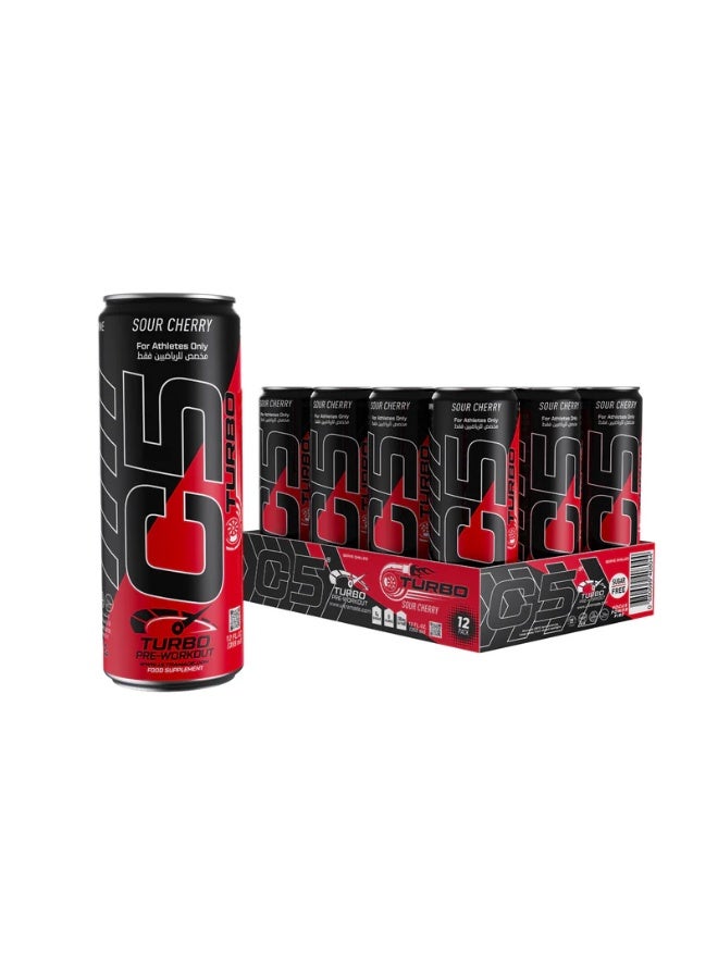 C5 Turbo Energy Drink 355ml – Sour Cherry (Pack of 12) - Image 1
